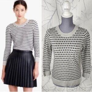J. Crew Black and Gray Polka Dot Sweater 100 % Merino Wool